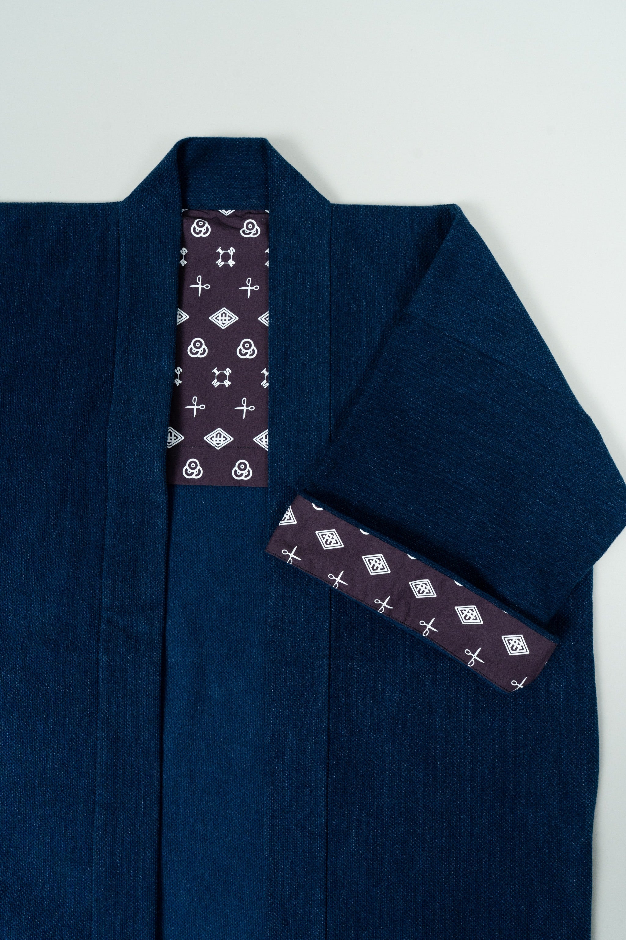 361 Hanten Jacket 深海｜刺子織を丸縫いした半纏ジャケット｜イサミ